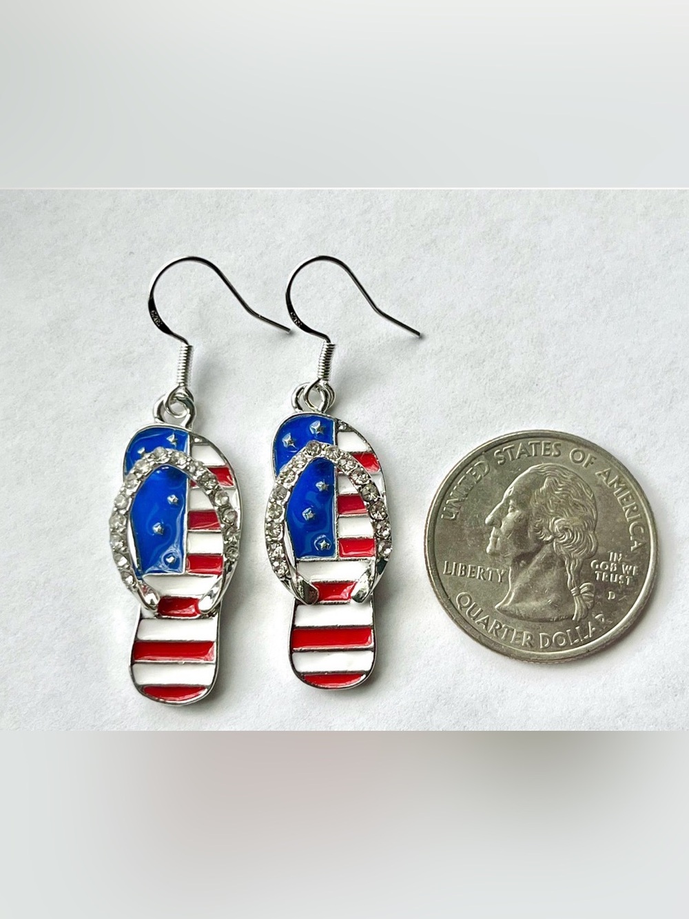 Patriotic Red, White & Blue Flip Flop Earrings - Women Jewelry